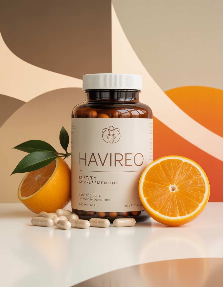 Havireo dietary supplement bottle with cream-colored label